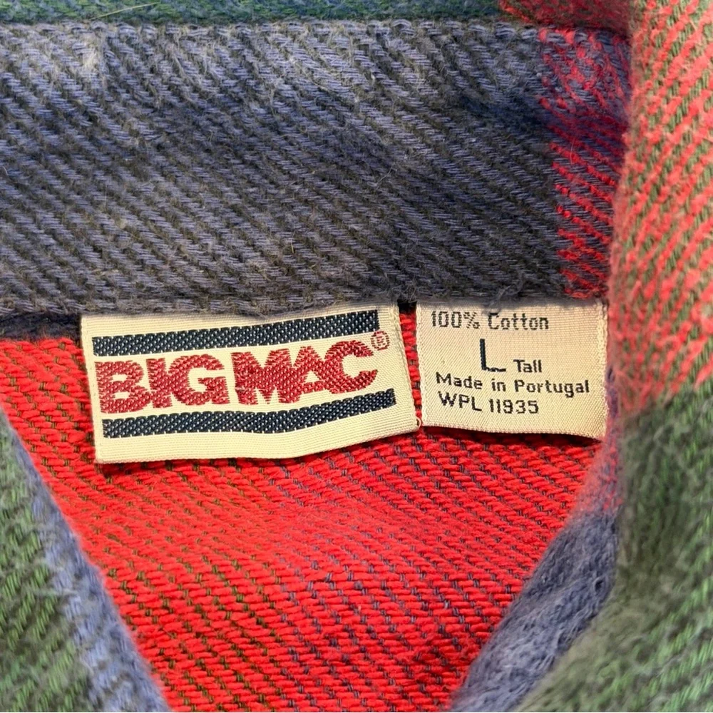 Vintage Big Mac Flannel Shirt Mens XLT Plaid Button Up‎ Jc Penney 70s 80s